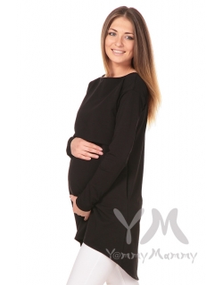 Платье с длинным рукавом чёрное для беременных