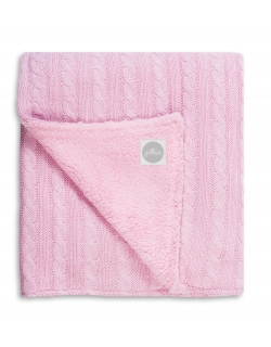 Вязаный плед с мехом для новорожденных (косичка) Jollein, "светло-розовый", большой
