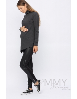 Джемпер для кормящих и беременных с асимметричным низом, темно-серый меланж