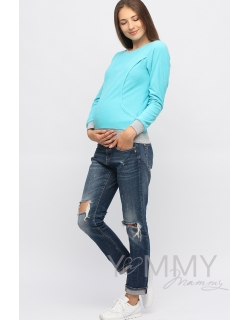 Джемпер для кормящих и беременных флисовый, цвет бирюзовый