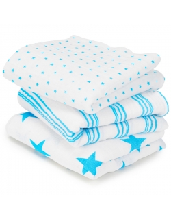 Муслиновые пеленки для новорожденных Aden&Anais средние, набор 3, Musy Neon Blue