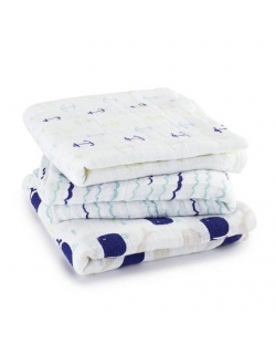 Муслиновые пеленки для новорожденных Aden&Anais средние, набор 3, High Seas