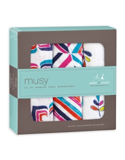 Муслиновые пеленки для новорожденных Aden&Anais средние, набор 3, Musy Flip-side