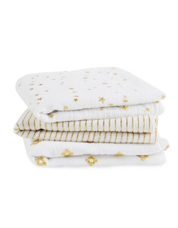 Муслиновые пеленки для новорожденных Aden&Anais мерцающие средние, набор 3, Metallic Gold