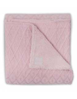 Вязаный плед для новорожденного с мехом Jollein Diamond, винтажный розовый