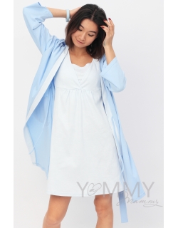 Комплект халат с сорочкой голубой с белой полоской