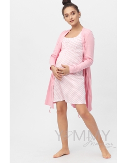 Комплект халат с сорочкой розовый "зиг-заг"