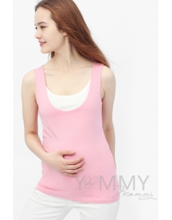 Майка для кормящих и беременных, цвет розовый с белым