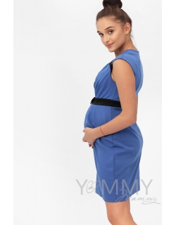 Платье с атласным бантиком для кормящих и беременных, ультрамарин