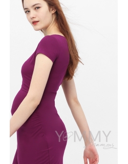 Платье для беременных и кормящих из модала с коротким рукавом, орхидея