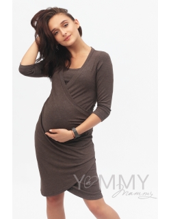 Платье для кормящих и беременных со складками, мускат меланж