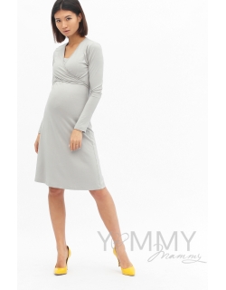 Платье на запах для кормящих и беременных, серый жемчуг