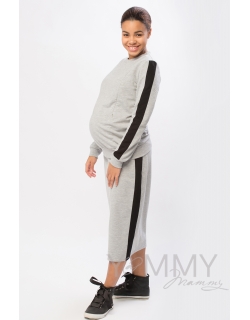 Юбка-карандаш для беременных и родивших универсальная, серый меланж/черный