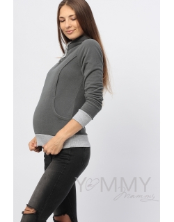 Толстовка для кормящих и беременных флисовая с завязками, цвет темно-серый