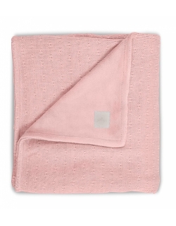 Вязаный плед для новорожденного с мехом Jollein Soft, розовый