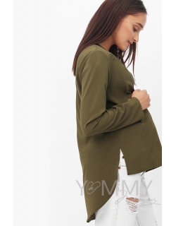 Блуза для беременных и кормящих на запах, цвет хаки