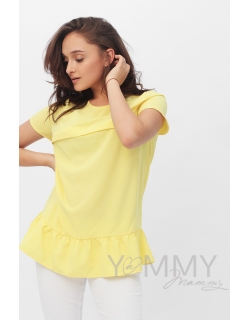 Блуза для беременных и  кормящих с воланом, цвет желтый