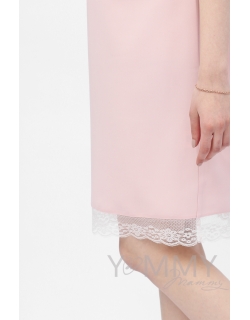 Платье для беременных и кормящих с кружевом, цвет жемчужно-розовый