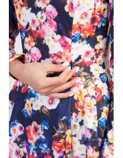 Платье для кормящих и беременных со складками, синий/цветы