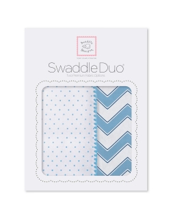 Набор пеленок SwaddleDesigns Swaddle Duo Blue Classic Chevron