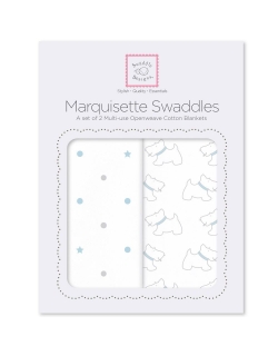Набор пеленок SwaddleDesigns - Marquisette 2-Pack, Pstl Blue Little Doggie & Dottie Star