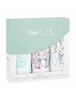 Муслиновые пеленки для новорожденных средние Aden&Anais, набор 3, Disney Bambi