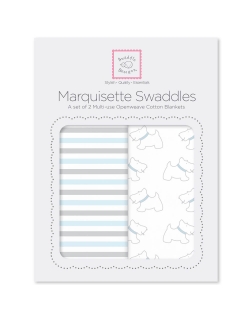 Набор пеленок SwaddleDesigns - Marquisette 2-Pack Little, Doggie Simple Stripes
