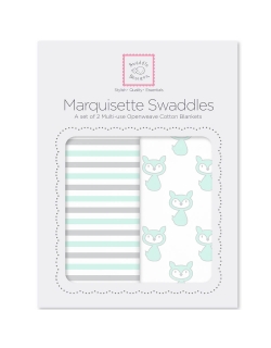 Набор пеленок SwaddleDesigns Marquisette 2-Pack Little Fox Simple Stripes