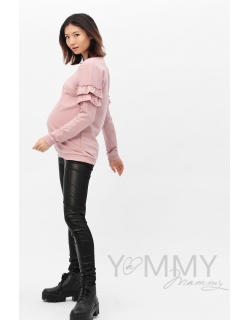 Свитшот для кормящих и беременных с воланчиками, цвет пыльно-розовый