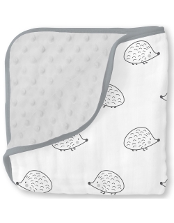 Одеяло муслиновое с флисом SwaddleDesigns Snuggle Blanket, Black Hedgehog