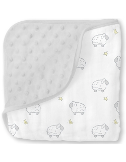 Муслиновое одеяло с флисом SwaddleDesigns Snuggle Blanket, цвет Little Lambs
