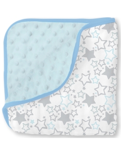 Муслиновое одеяло с флисом SwaddleDesigns Snuggle Blanket, Starshine Shimmer Blue