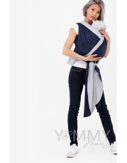 Слинг-шарф трикотажный двусторонний, серый/темно-синий