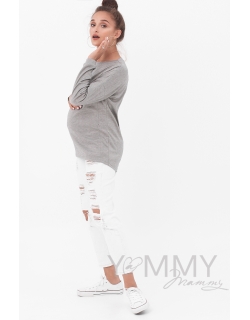 Джемпер для кормящих и беременных, цвет серый меланж
