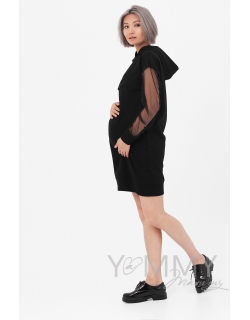 Платье для кормящих и беременных с капюшоном, цвет черный