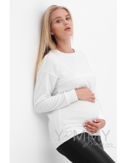 Джемпер для беременных и кормящих флисовый, цвет белый