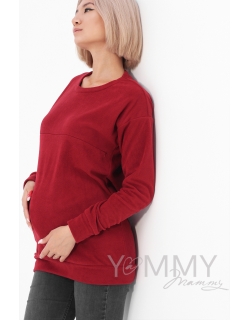Джемпер для кормящих и беременных флисовый, бордовый