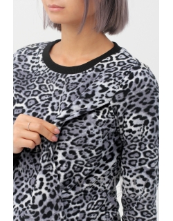 Джемпер для кормящих и беременных флисовый, цвет серый "леопард"