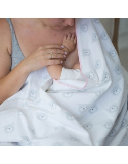 Фланелевая пеленка для новорожденных Adam Stork большая, Pink Bears