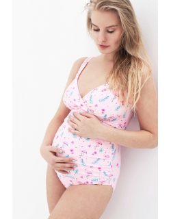 Купальник для беременных слитный, фламинго (светло-розовый)