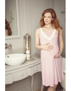 Ночная рубашка для беременных и кормящих Amoralia Lace Trim, розовый