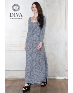 Платье для кормящих и беременных Diva Nursingwear Stella Maxi дл.рукав, принт Domino