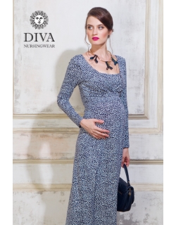 Платье для кормящих и беременных Diva Nursingwear Alba Maxi дл.рукав, принт Domino