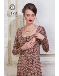 Платье для кормящих и беременных Diva Nursingwear Alba Maxi дл.рукав, принт Sole