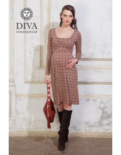 Платье для кормящих и беременных Diva Nursingwear Alba дл.рукав, принт Sole