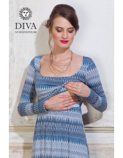 Платье для кормящих и беременных Diva Nursingwear Stella Maxi дл.рукав, принт Iceberg