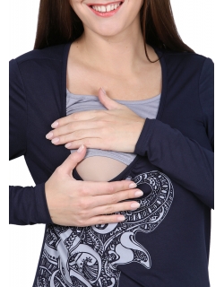 Блуза «Ким» темно-синий для беременных и кормящих