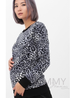 Джемпер для кормящих и беременных флисовый, цвет серый "леопард"