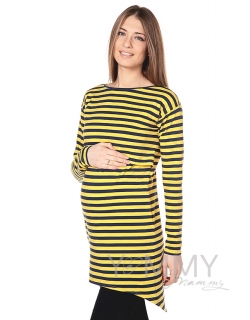 Платье с длинным рукавом желтая / синяя полоска для беременных