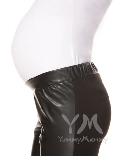 Универсальные брюки из эко-кожи черные для беременных
